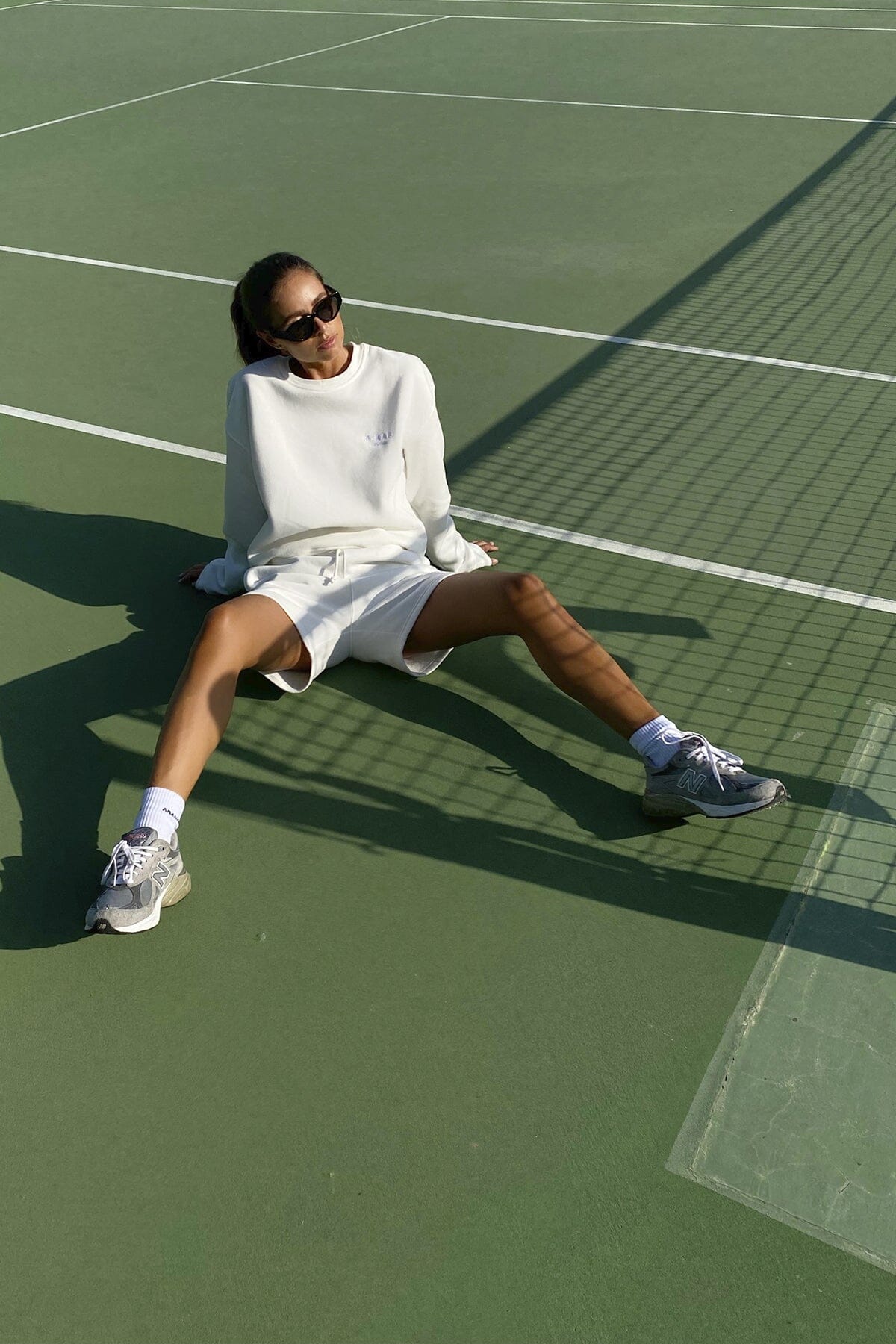 white sweat shorts